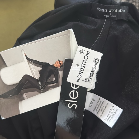 Naked Wardrobe Scoop Front Mini Skirt Sleek Black Large NWT 50 - Picture 5 of 6